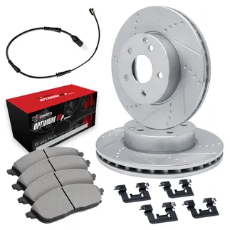 R1 Concepts WFUS1-31129 Dimpled & Slotted Rotor Set W/ Optimum OEp Pads & Hdw